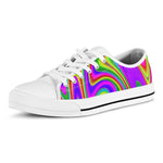 Abstract Neon Trippy Print White Low Top Sneakers