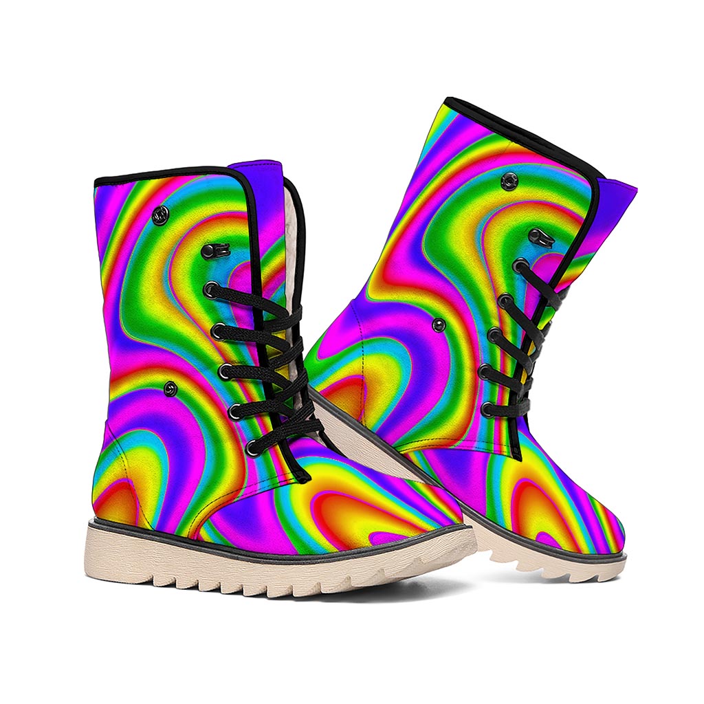 Abstract Neon Trippy Print Winter Boots