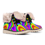 Abstract Neon Trippy Print Winter Boots