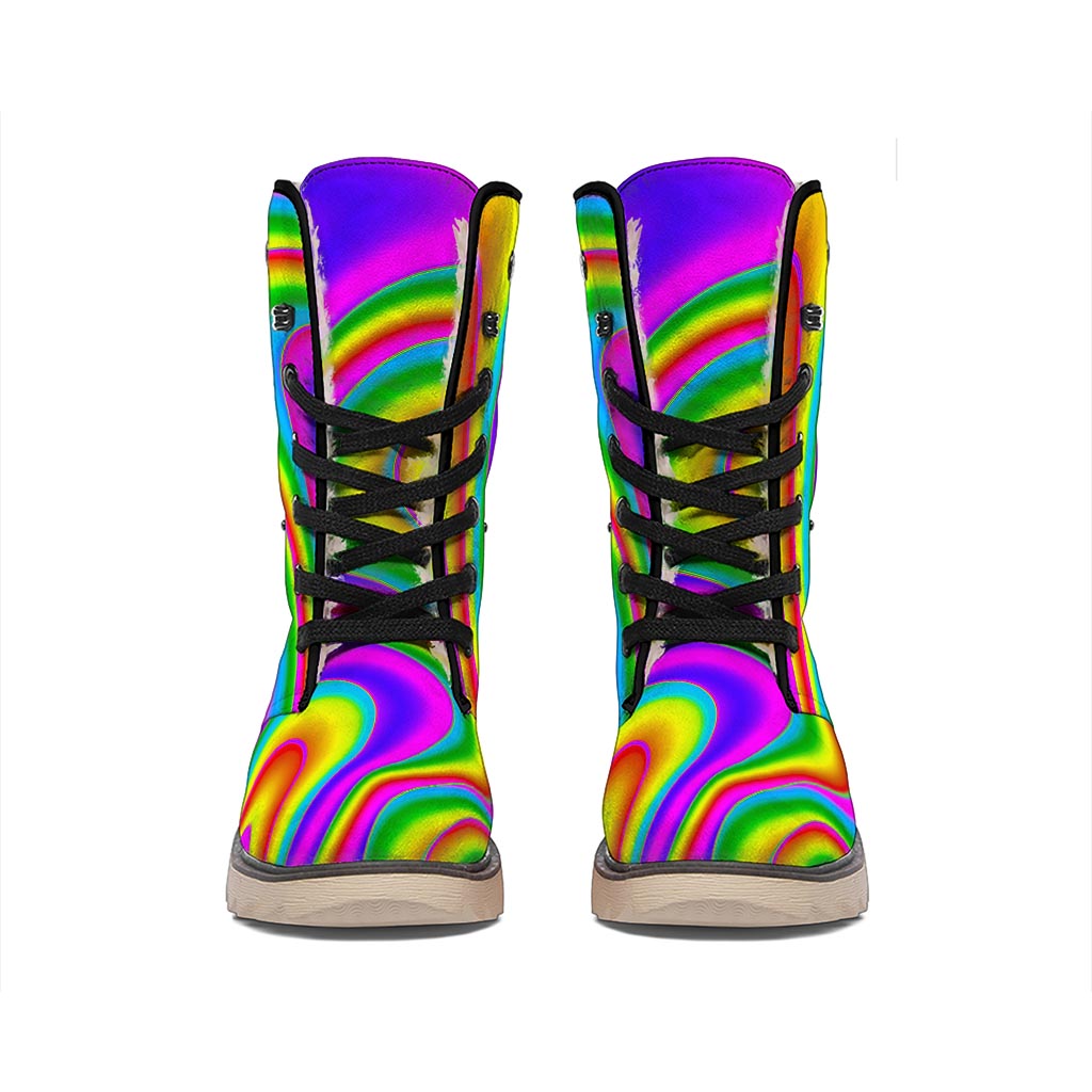 Abstract Neon Trippy Print Winter Boots