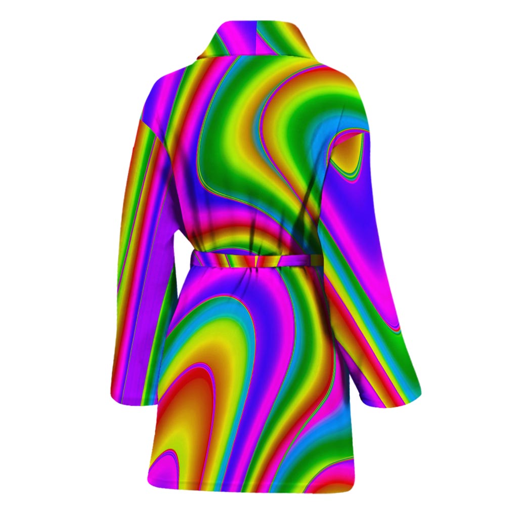 Abstract Neon Trippy Print Women's Bathrobe