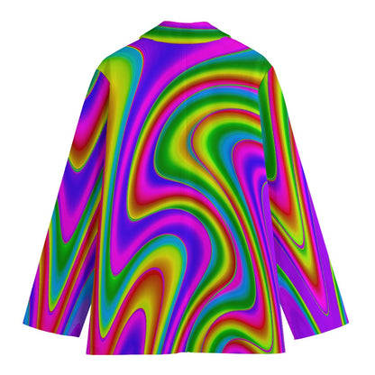 Abstract Neon Trippy Print Women's Blazer