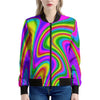 Abstract Neon Trippy Print Women's Bomber Jacket