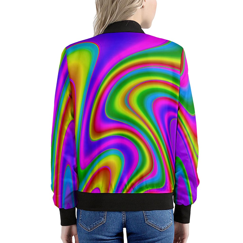 Abstract Neon Trippy Print Women's Bomber Jacket
