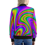 Abstract Neon Trippy Print Women's Bomber Jacket