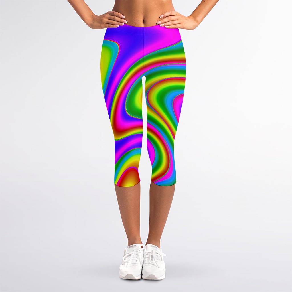 Abstract Neon Trippy Print Women's Capri Leggings