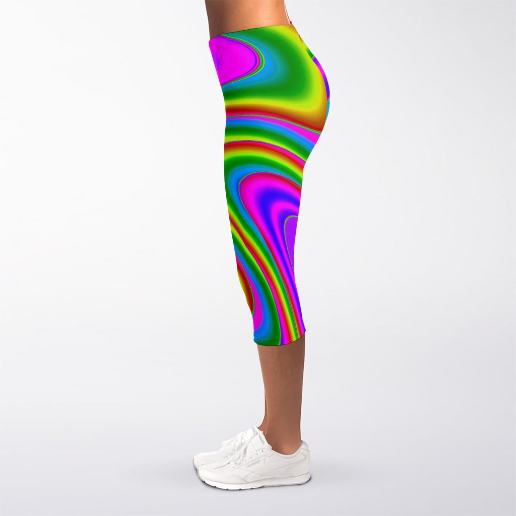 Abstract Neon Trippy Print Women's Capri Leggings