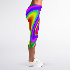 Abstract Neon Trippy Print Women's Capri Leggings