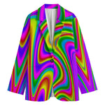 Abstract Neon Trippy Print Women's Cotton Blazer