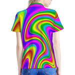 Abstract Neon Trippy Print Women's Polo Shirt