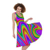Abstract Neon Trippy Print Women's Sleeveless Dress