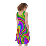 Abstract Neon Trippy Print Women's Sleeveless Dress