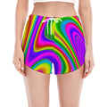 Abstract Neon Trippy Print Women's Split Running Shorts