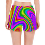 Abstract Neon Trippy Print Women's Split Running Shorts
