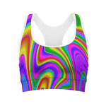 Abstract Neon Trippy Print Women's Sports Bra