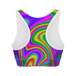 Abstract Neon Trippy Print Women's Sports Bra