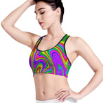 Abstract Neon Trippy Print Women's Sports Bra