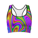 Abstract Neon Trippy Print Women's Sports Bra