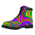 Abstract Neon Trippy Print Padded Collar Lace Up Boots