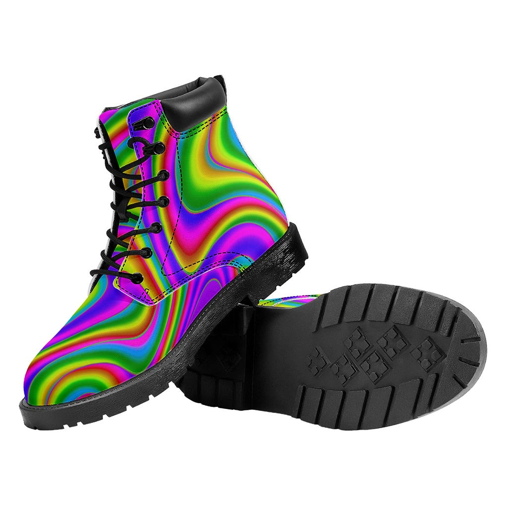 Abstract Neon Trippy Print Work Boots