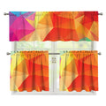 Abstract Polygonal Geometric Print 3 Piece Kitchen Curtains
