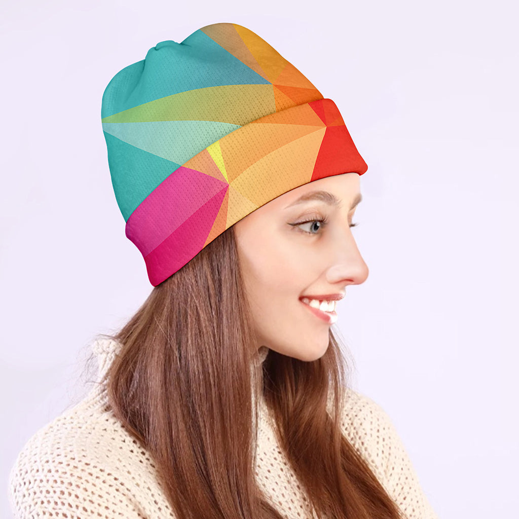 Abstract Polygonal Geometric Print Beanie