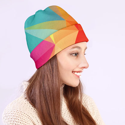 Abstract Polygonal Geometric Print Beanie