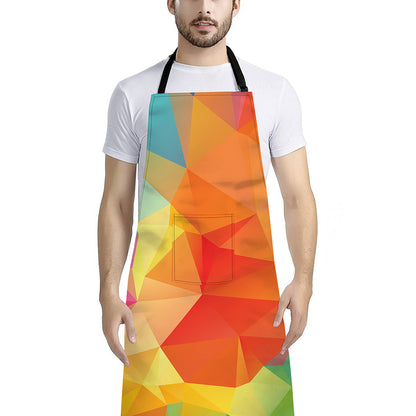 Abstract Polygonal Geometric Print Bib Apron With Pocket