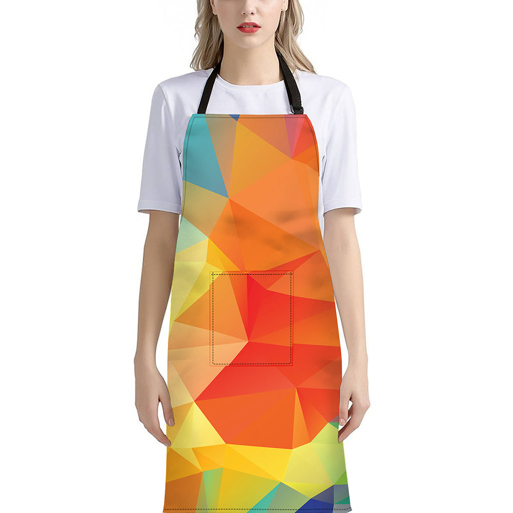 Abstract Polygonal Geometric Print Bib Apron With Pocket
