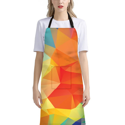 Abstract Polygonal Geometric Print Bib Apron With Pocket