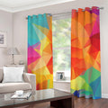 Abstract Polygonal Geometric Print Dimout Grommet Curtains