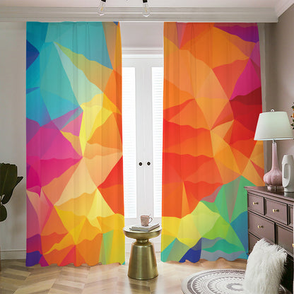 Abstract Polygonal Geometric Print Blackout Pencil Pleat Curtains