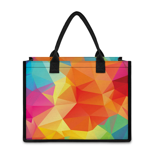 Abstract Polygonal Geometric Print Canvas Tote Bag