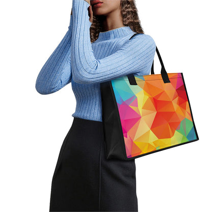 Abstract Polygonal Geometric Print Canvas Tote Bag