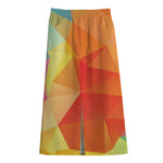 Abstract Polygonal Geometric Print Cotton Front Slit Maxi Skirt