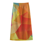 Abstract Polygonal Geometric Print Cotton Front Slit Maxi Skirt