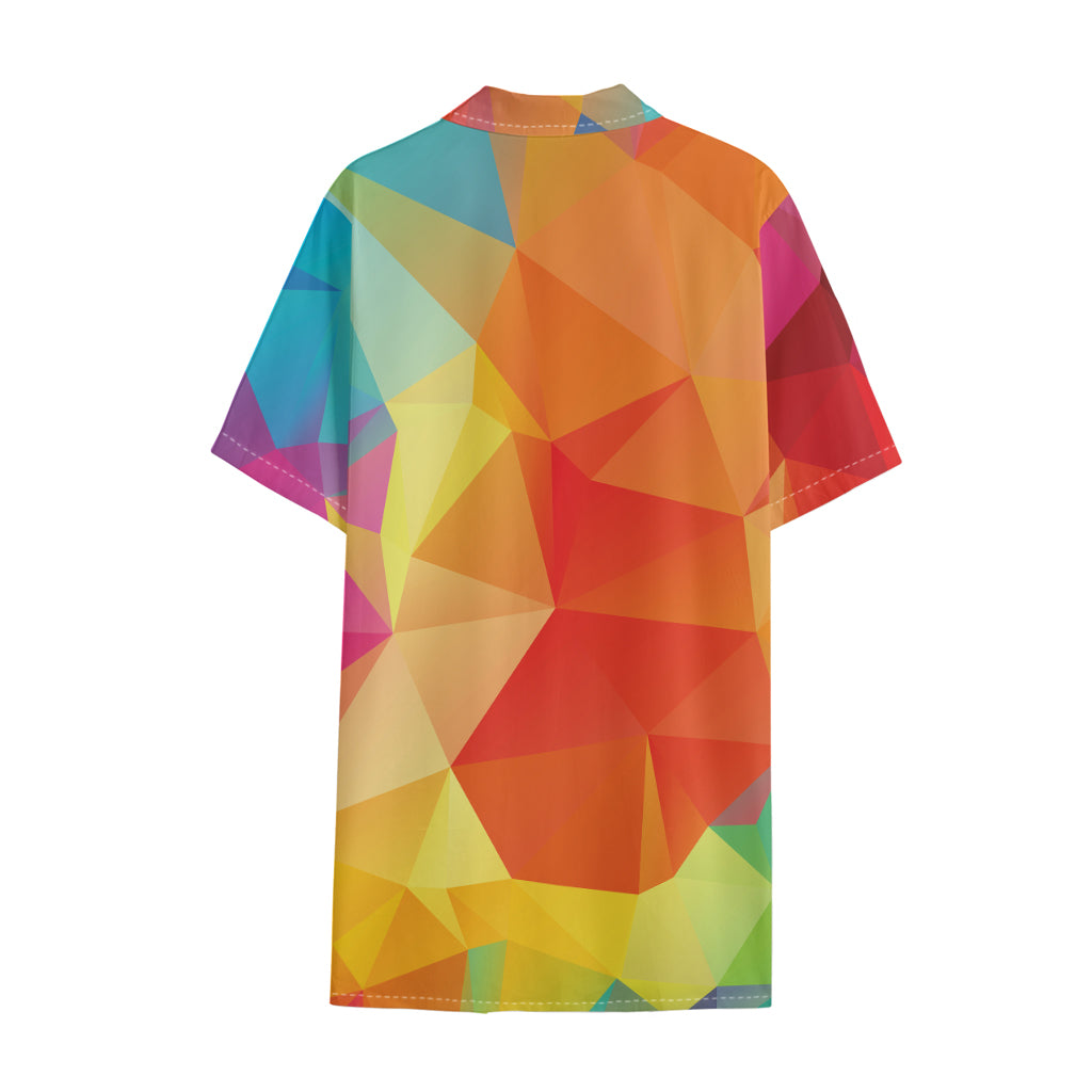Abstract Polygonal Geometric Print Cotton Hawaiian Shirt