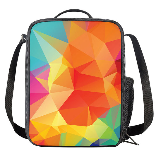 Abstract Polygonal Geometric Print Crossbody Lunch Bag