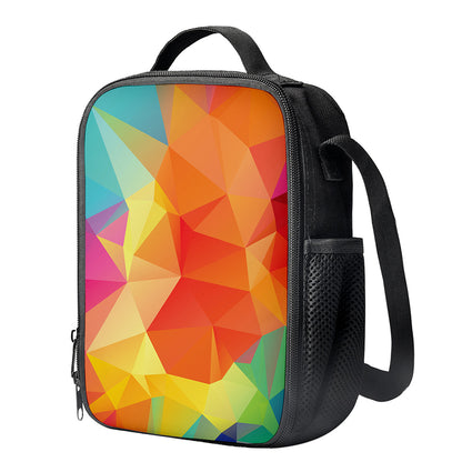 Abstract Polygonal Geometric Print Crossbody Lunch Bag