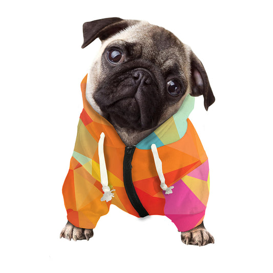Abstract Polygonal Geometric Print Dog Zip Up Hoodie