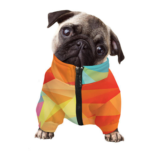 Abstract Polygonal Geometric Print Dog Zip Up Jacket