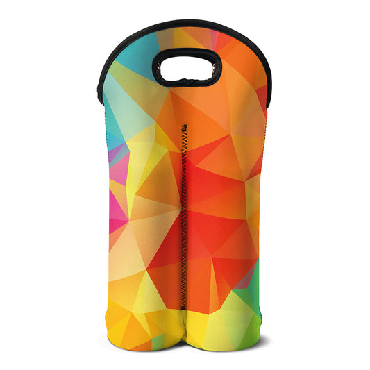 Abstract Polygonal Geometric Print Double Neoprene Wine Tote