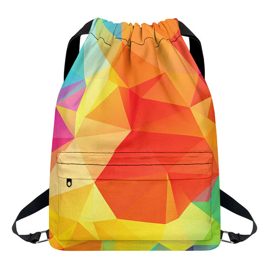 Abstract Polygonal Geometric Print Drawstring Backpack
