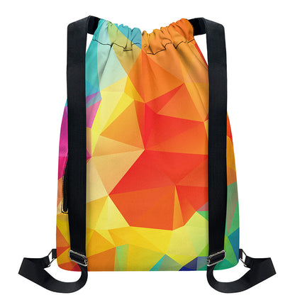 Abstract Polygonal Geometric Print Drawstring Backpack