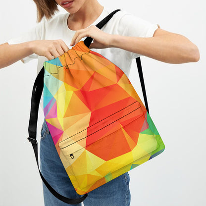 Abstract Polygonal Geometric Print Drawstring Backpack
