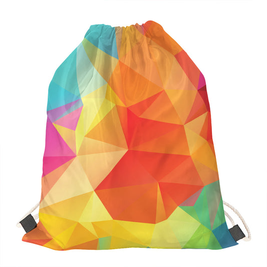 Abstract Polygonal Geometric Print Drawstring Bag
