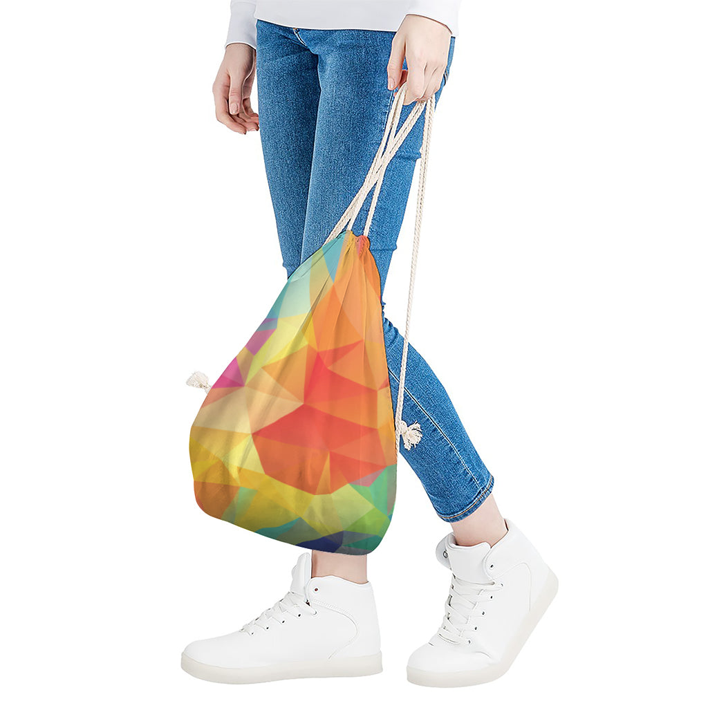 Abstract Polygonal Geometric Print Drawstring Bag