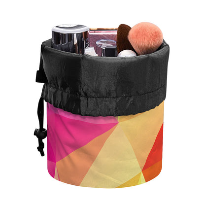 Abstract Polygonal Geometric Print Drawstring Makeup Bag