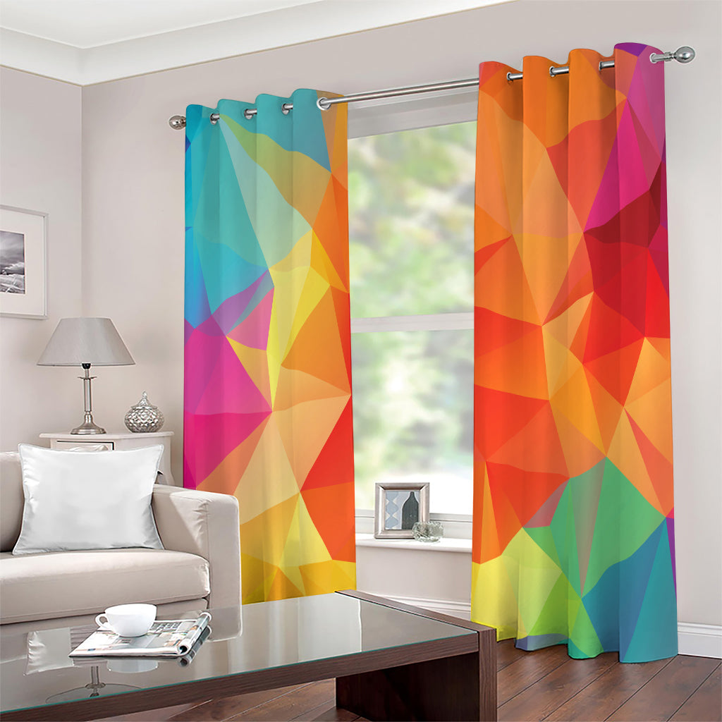 Abstract Polygonal Geometric Print Extra Wide Grommet Curtains
