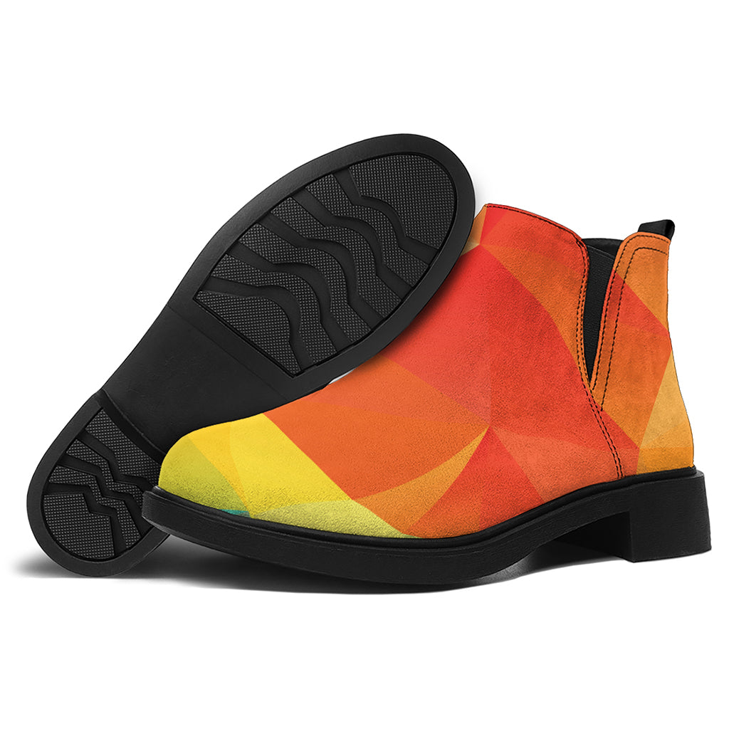Abstract Polygonal Geometric Print Flat Ankle Boots